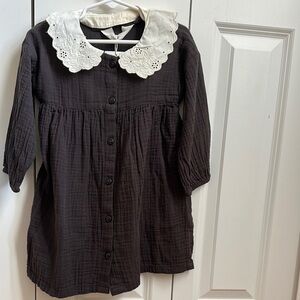 H&M Black Dress with Cream Floral Collar